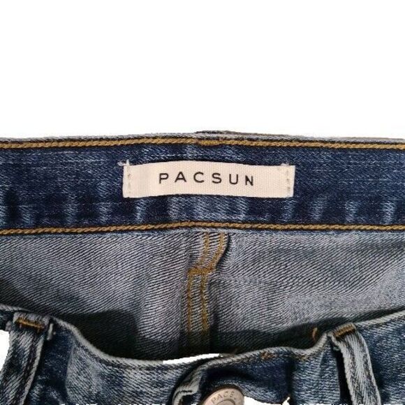 PacSun Indigo Stacked Destroyed Skinny Jeans Men Size 34 x 32 - Picture 2 of 5